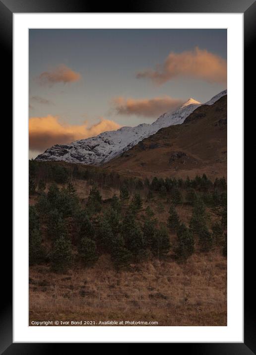 Sunrise on Snow Capped Mountain Framed Mounted Print by Ivor Bond
