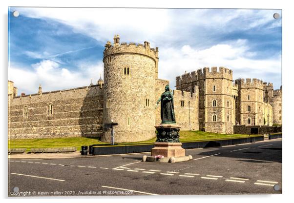 Statue of Queen Victoria outside, Windsor Castle Acrylic by Kevin Hellon