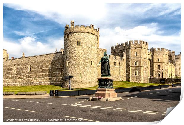 Statue of Queen Victoria outside, Windsor Castle Print by Kevin Hellon