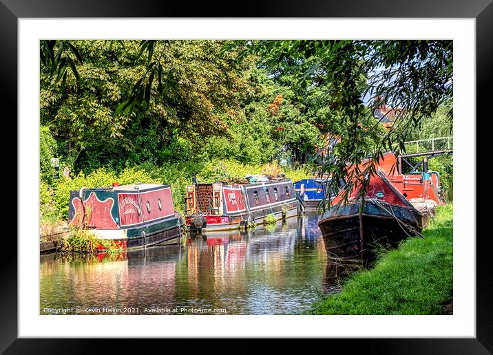 Narrowboats on the Grand Union Canal, Aylesbury Framed Mounted Print by Kevin Hellon
