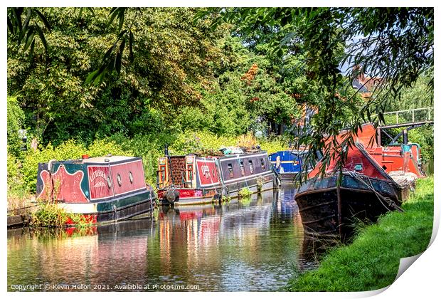 Narrowboats on the Grand Union Canal, Aylesbury Print by Kevin Hellon