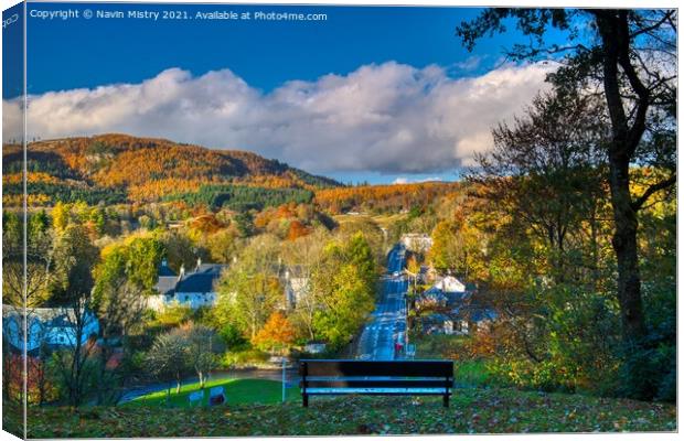 A view over Dunkeld in Autumn  Canvas Print by Navin Mistry