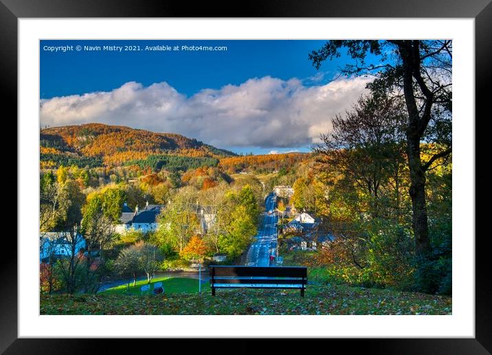 A view over Dunkeld in Autumn  Framed Mounted Print by Navin Mistry