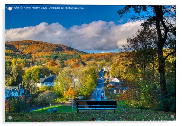 A view over Dunkeld in Autumn  Acrylic by Navin Mistry