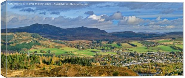 A view of Pitlochry and Ben Vrackie in Autumn Canvas Print by Navin Mistry