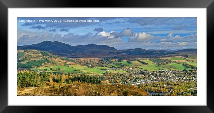 A view of Pitlochry and Ben Vrackie in Autumn Framed Mounted Print by Navin Mistry