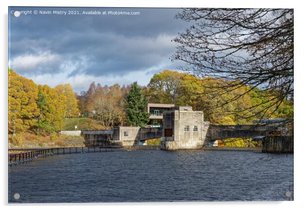 A view of Pitlochry Dam in Autumn Acrylic by Navin Mistry