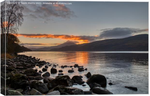 Loch Rannoch and the sunrise over Schiehallion Canvas Print by Navin Mistry