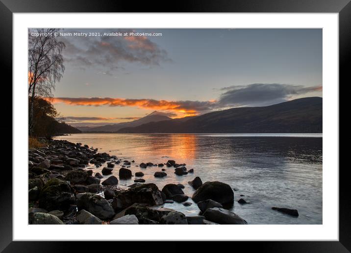 Loch Rannoch and the sunrise over Schiehallion Framed Mounted Print by Navin Mistry