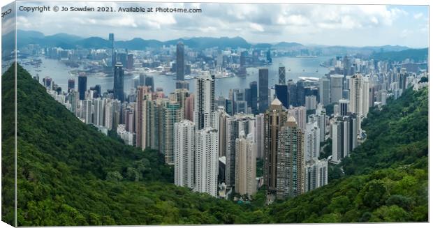 View from Victoria Peak, Hong Kong Canvas Print by Jo Sowden