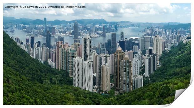 View from Victoria Peak, Hong Kong Print by Jo Sowden