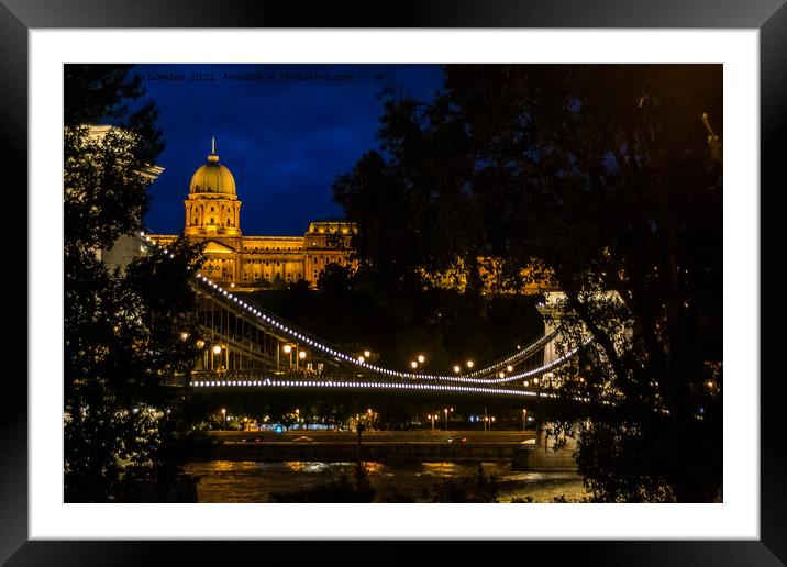 Budapest at Night Framed Mounted Print by Jo Sowden