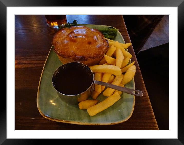 Steak and Ale Pie with Chips Framed Mounted Print by John Bridge