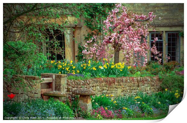 Cotswold cottage garden Print by Chris Rose