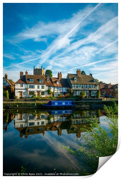 Cottages in the town of Tewkesbury Print by Chris Rose