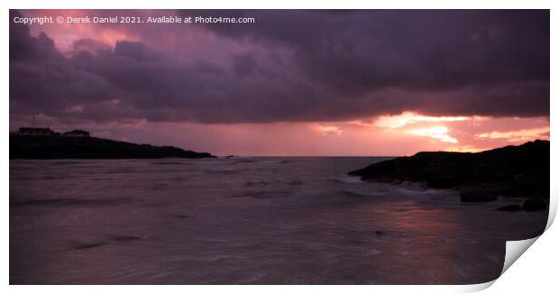 Trearddur Beach Sunset Print by Derek Daniel