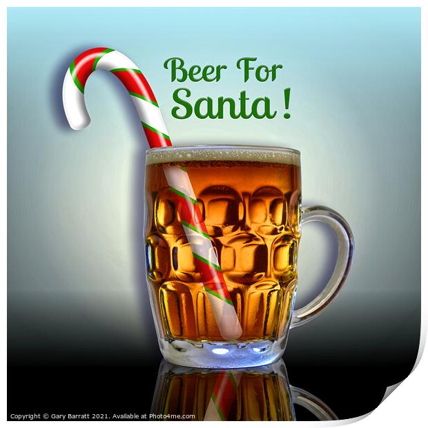 Beer For Santa. Print by Gary Barratt