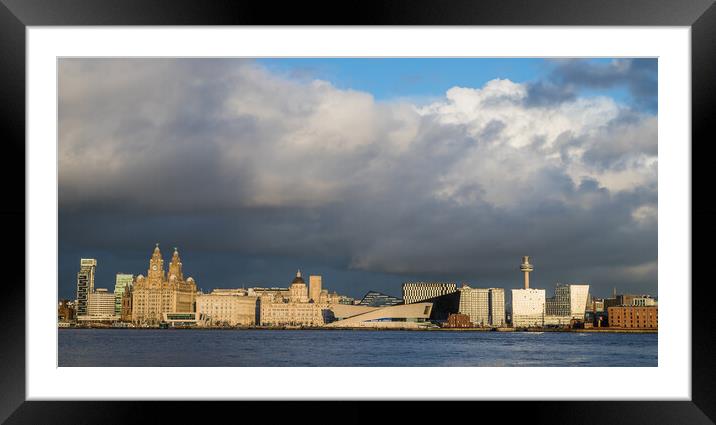 Liverpool waterfront under a cloudy sky Framed Mounted Print by Jason Wells