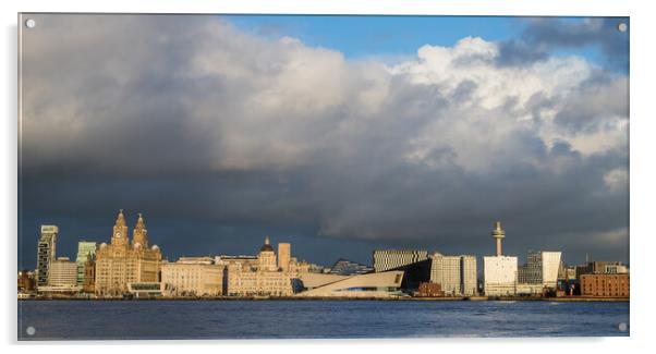 Liverpool waterfront under a cloudy sky Acrylic by Jason Wells