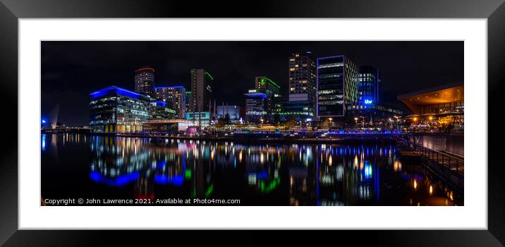 Media City at Night Framed Mounted Print by John Lawrence
