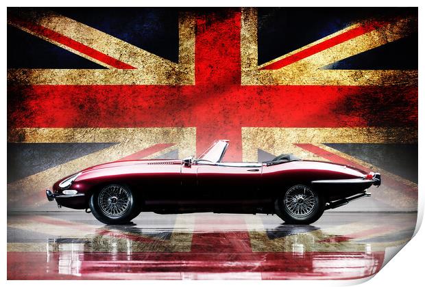 Jaguar E-Type Union Jack Print by Picture Wizard