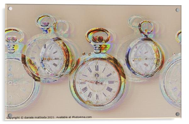 GLITCH ART on  on set Of Antique Clocks Acrylic by daniele mattioda