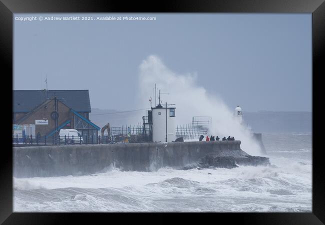 Storm Barra at Porthcawl, South Wales, UK Framed Print by Andrew Bartlett