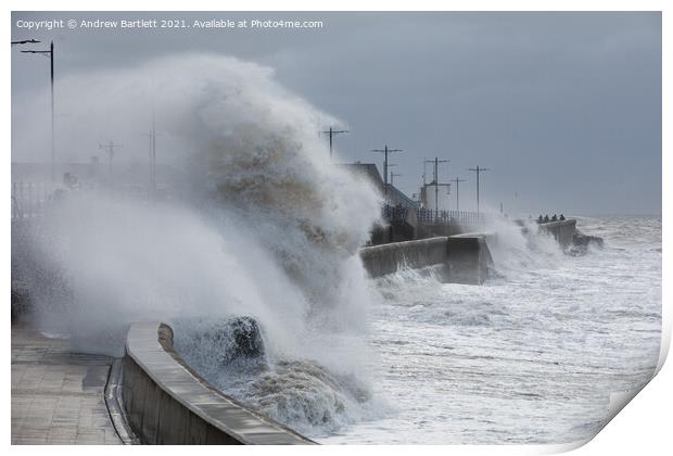 Storm Barra at Porthcawl, South Wales, UK Print by Andrew Bartlett