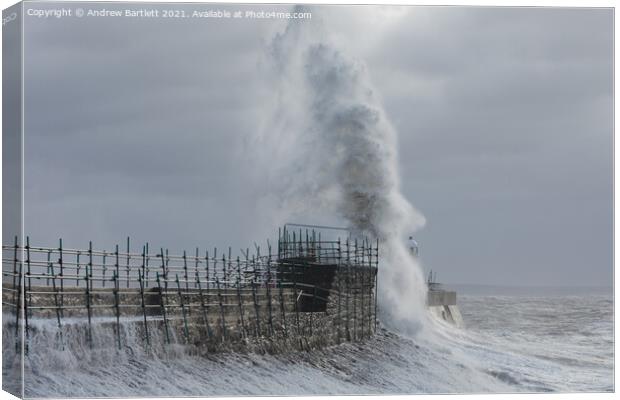 Storm Barra at Porthcawl, South Wales, UK Canvas Print by Andrew Bartlett