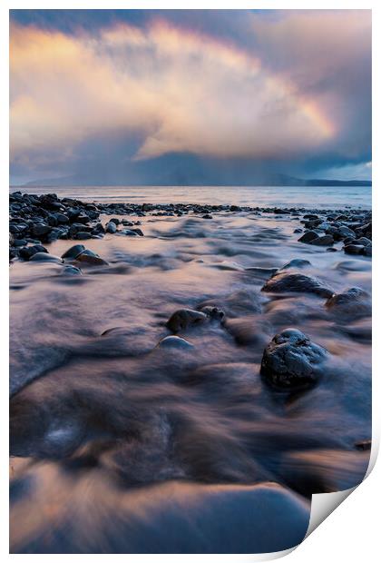 Sunrise Rainbow on Eigg Print by John Finney