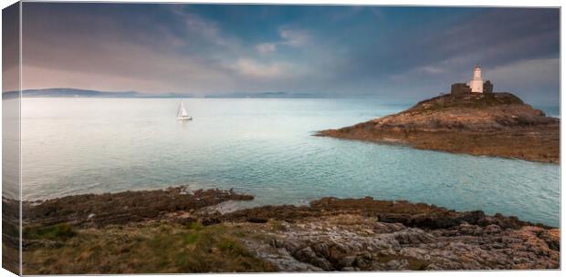 Mumbles lighthouse Swansea Canvas Print by Leighton Collins