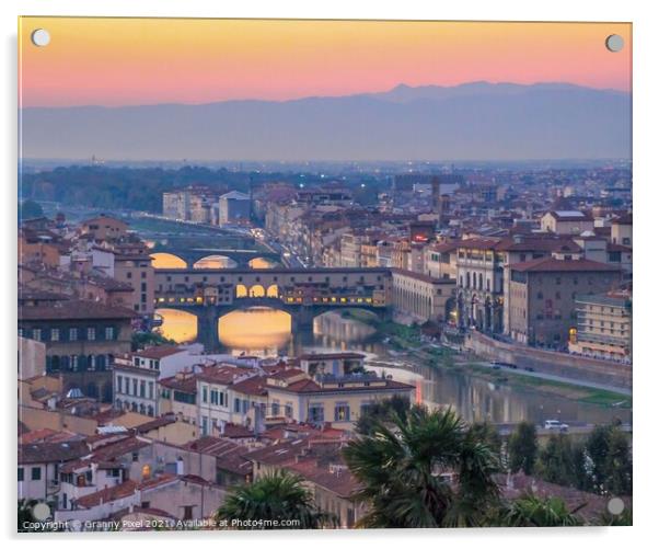 Ponte Vecchio at Dusk Acrylic by Margaret Ryan