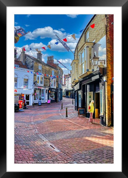 Charming Cowes Streetscape Framed Mounted Print by Roger Mechan