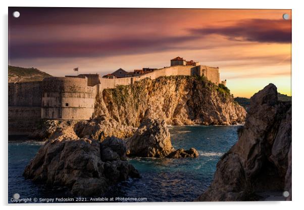 View of Fort Bokar, Dubrovnik, Croatia Acrylic by Sergey Fedoskin