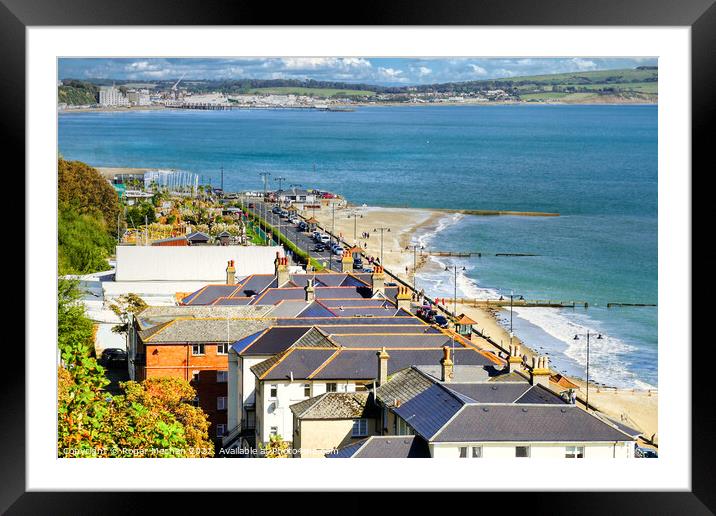 Sandown beach and houses Isle of Wight Framed Mounted Print by Roger Mechan