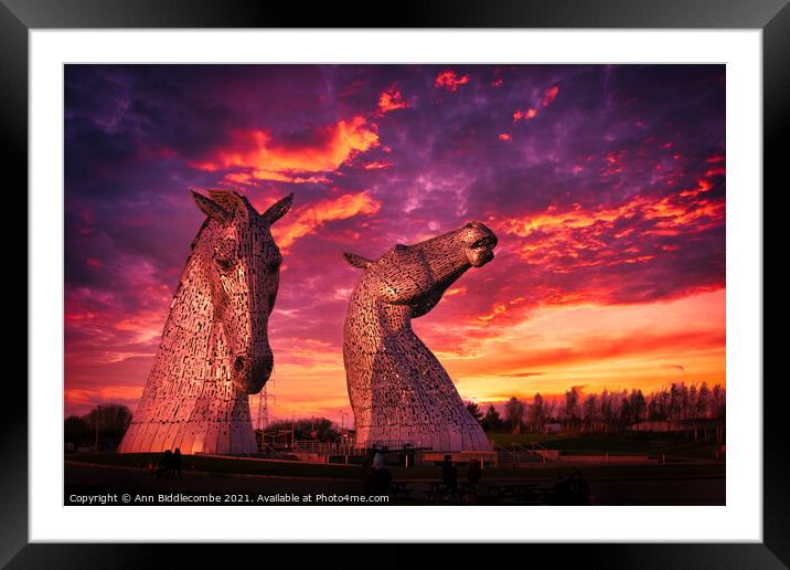 The Kelpies in Falkirk Framed Mounted Print by Ann Biddlecombe
