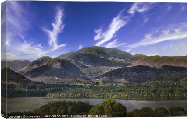THE WESTERN FELLS VIEWED FROM DERWENT WATER Canvas Print by Tony Sharp LRPS CPAGB