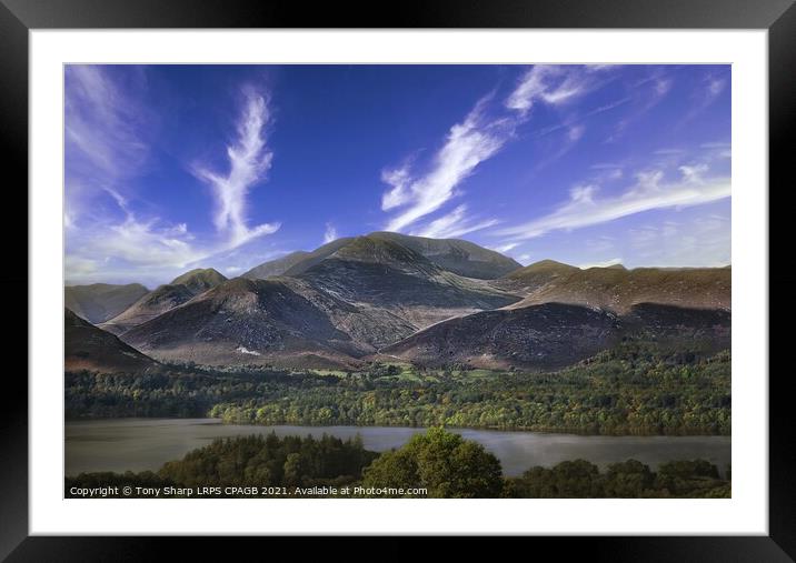 THE WESTERN FELLS VIEWED FROM DERWENT WATER Framed Mounted Print by Tony Sharp LRPS CPAGB