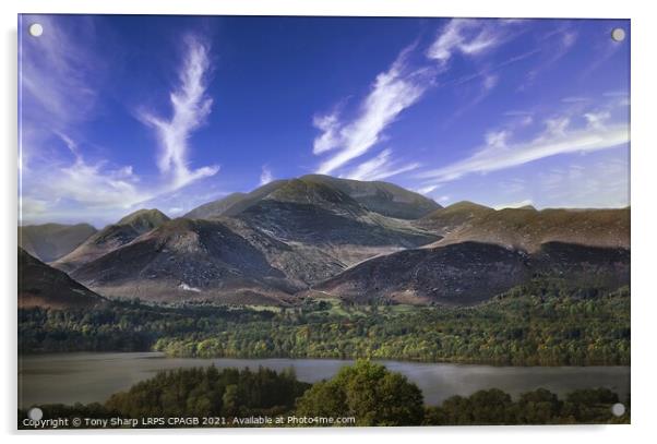 THE WESTERN FELLS VIEWED FROM DERWENT WATER Acrylic by Tony Sharp LRPS CPAGB