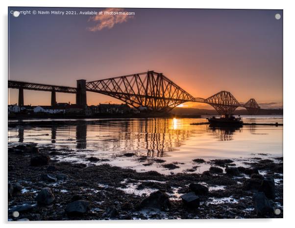 Forth Bridge Sunsrise  Acrylic by Navin Mistry