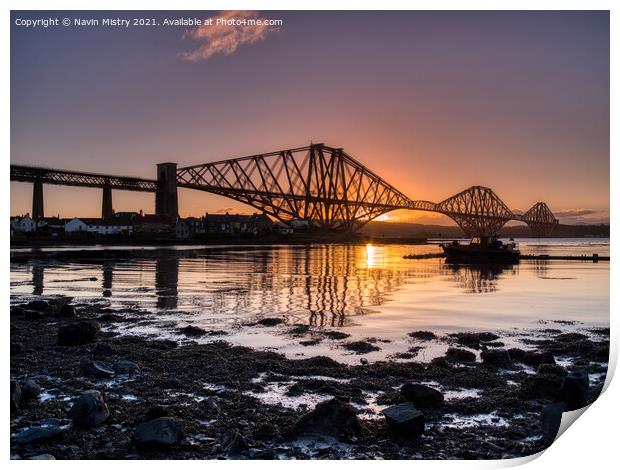 Forth Bridge Sunsrise  Print by Navin Mistry