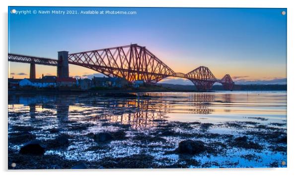 Forth Bridge Sunrise  Acrylic by Navin Mistry