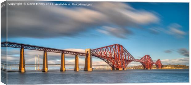 A panoramic view of the Forth Bridge   Canvas Print by Navin Mistry