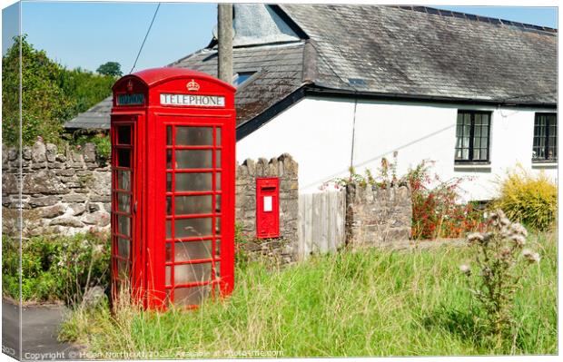 Dean Red Telephone Box Dartmoor Canvas Print by Helen Northcott