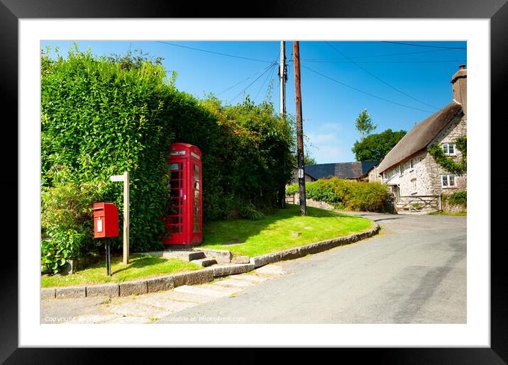 Holne Red Telephone Box Dartmoor Framed Mounted Print by Helen Northcott