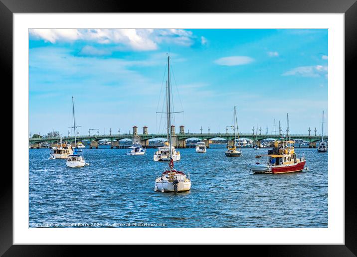 Bridge of Lions Sailboats Motorboats Downtown St Augustine Flori Framed Mounted Print by William Perry