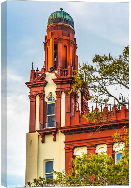 Red White Ofifice Building St Augustine Florida  Canvas Print by William Perry