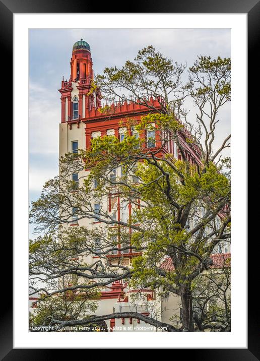 Red White Ofifice Building St Augustine Florida  Framed Mounted Print by William Perry