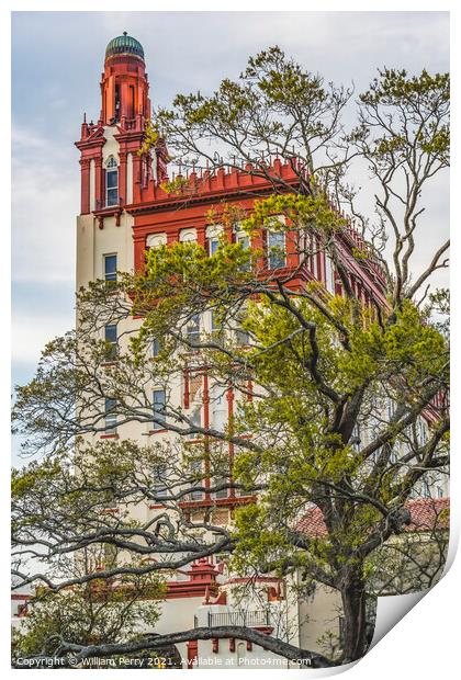 Red White Ofifice Building St Augustine Florida  Print by William Perry