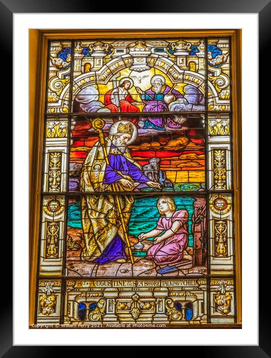Saint Augustine Child Stained Glass Cathedral Saint Augustine Fl Framed Mounted Print by William Perry